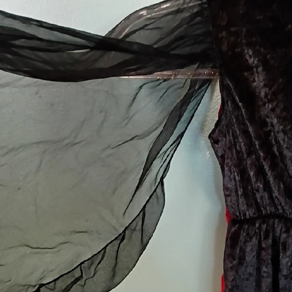 Girls Small Vampiress Red and Black Crushed Velvet Costume